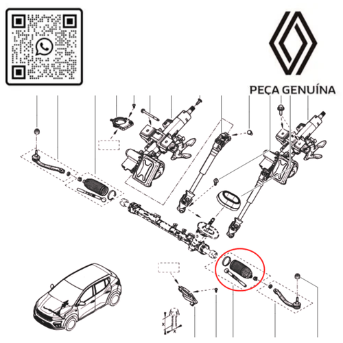 485219453R BRACO DA CAIXA DE DIRECAO COM COIFA KARDIAN RN 19453R -5-